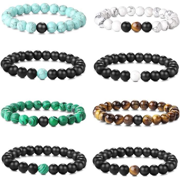 Bracelet Perle œil De Tigre 8mm - Élastique Ajustable - Homme Femme - Neuf Avec étiquettes