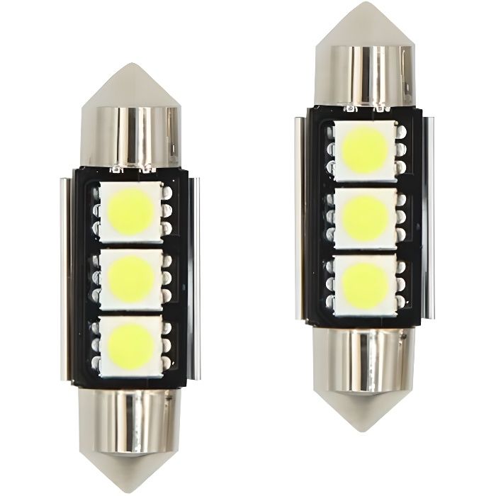 Ampoule Navette LED C5W 39mm 12 smd Blanc 6500K Canbus pour