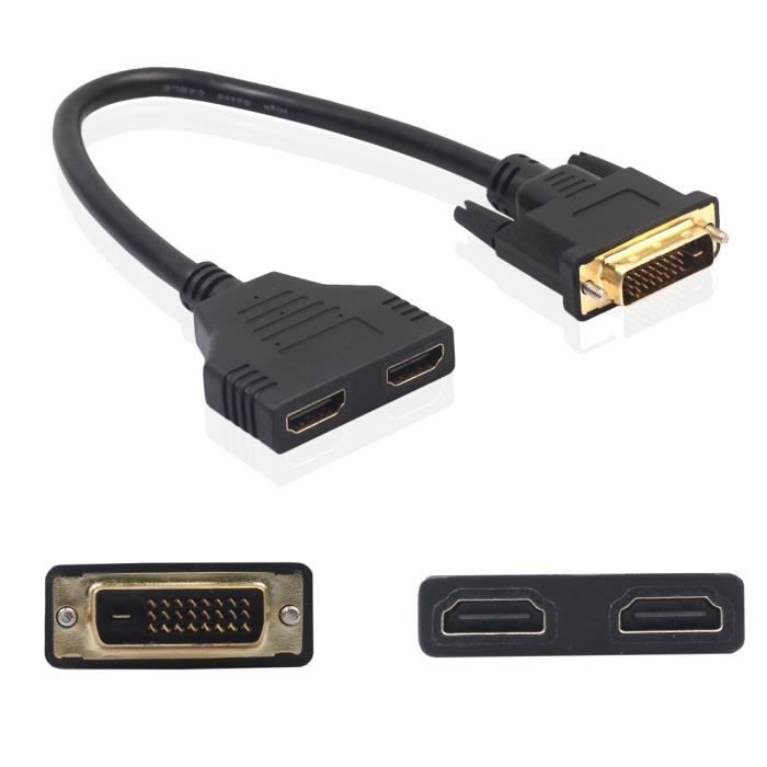 Adaptateur HDMI Femelle Vers DVI-D Mâle 24+1 Broches - Contacts Plaqués Or - Conversion Vidéo Haute Qualité