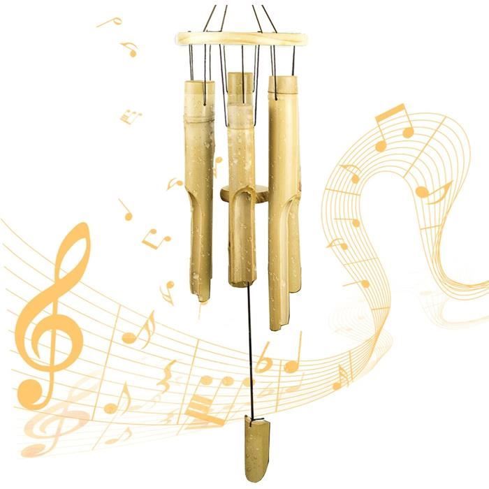 Carillon en Bambou Naturel Fait Main – 6 Tubes Moyens Déco Artisanale main image 0