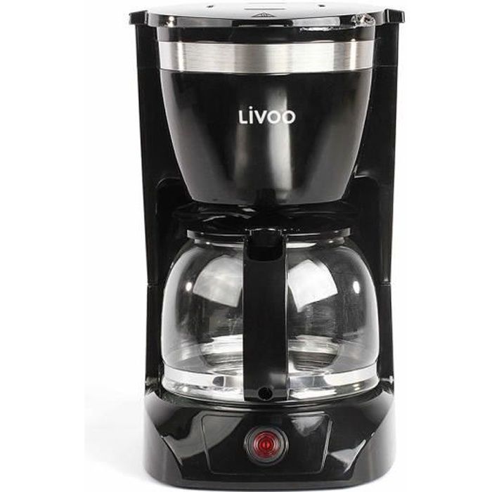 Cafetière électrique Livoo DOD163N - Noir - 12 tasses - Plaque chauffante antiadhésive - Filtre permanent inclus