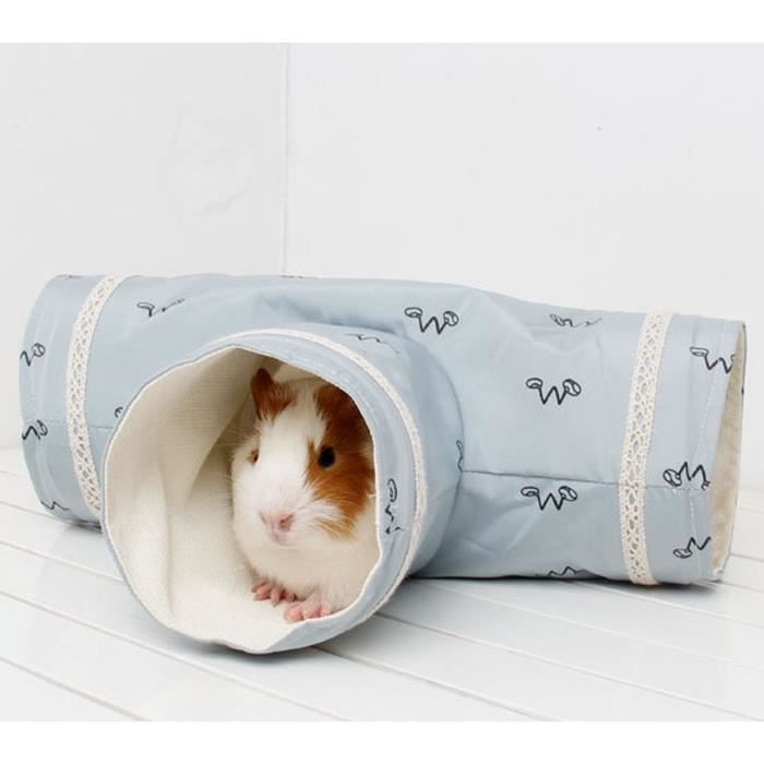 Maison + Tunnel Pour Cochon D'Inde - 2 Pièces Lavables Antidérapantes - Confortable Pour Petits Animaux
