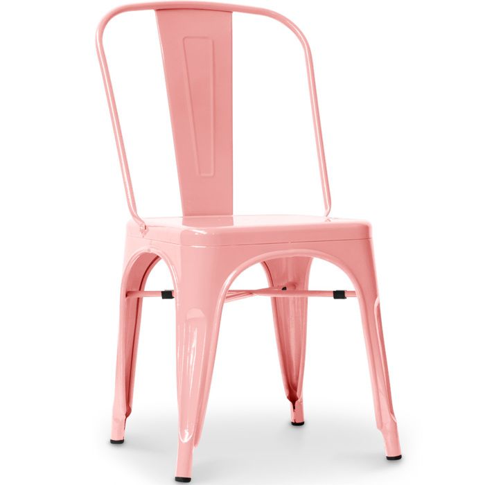 Chaise de salle à manger Bistrot Metalix Design Industriel Carré en Métal - Nouvelle Edition Orange pâle