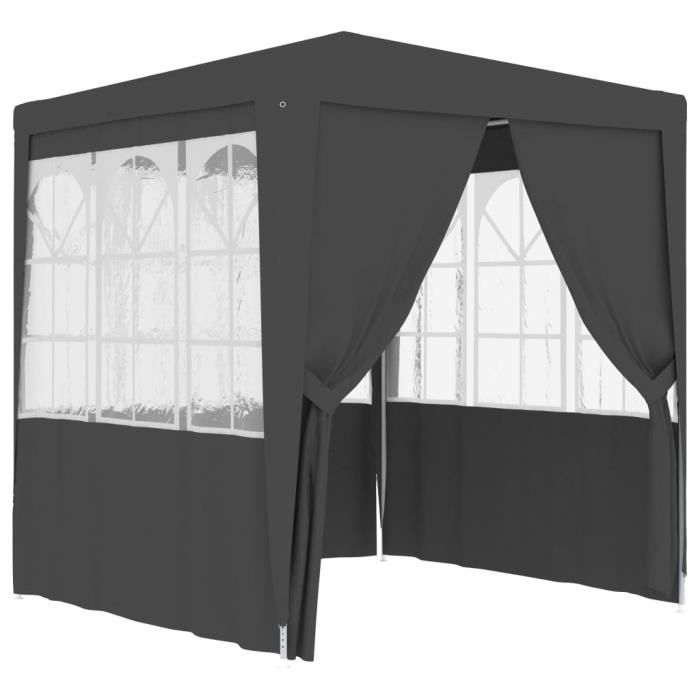 Tente de réception Tonnelle de jardin Pavillon de Jardin et parois latérales 2x2 m Anthracite 90 g-m²