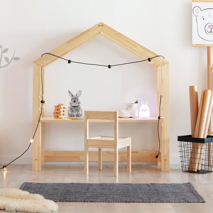 Bureau enfant cabane en bois - YOUNG - 111 cm - hauteur réglable - fabriqué  en pin - Cdiscount Maison