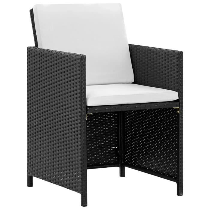 Salon de jardin encastrable SWT - Résine tressée Noir - 5pcs et coussin