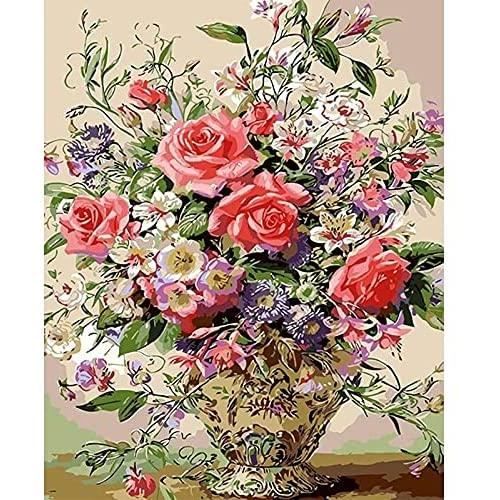 Peinture par numéros de fleurs, kits de fleurs, décoration intérieure, images pa