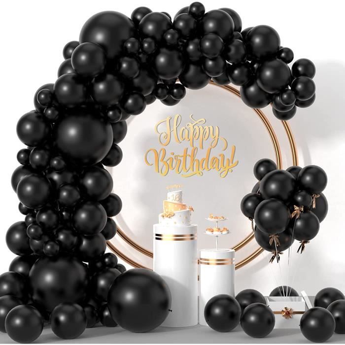 Arche Ballon Anniversaire Noirs Dorés 121 Pièces - Kit Luxe Pour Fêtes Et Mariages