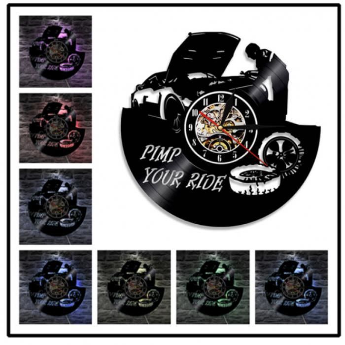 Horloge Murale Jante Automobile à led bleue