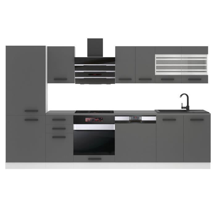 Cuisine Complète - B BELINI GROUP - CINDY - 300 cm - Argent Mat - Design Contemporain