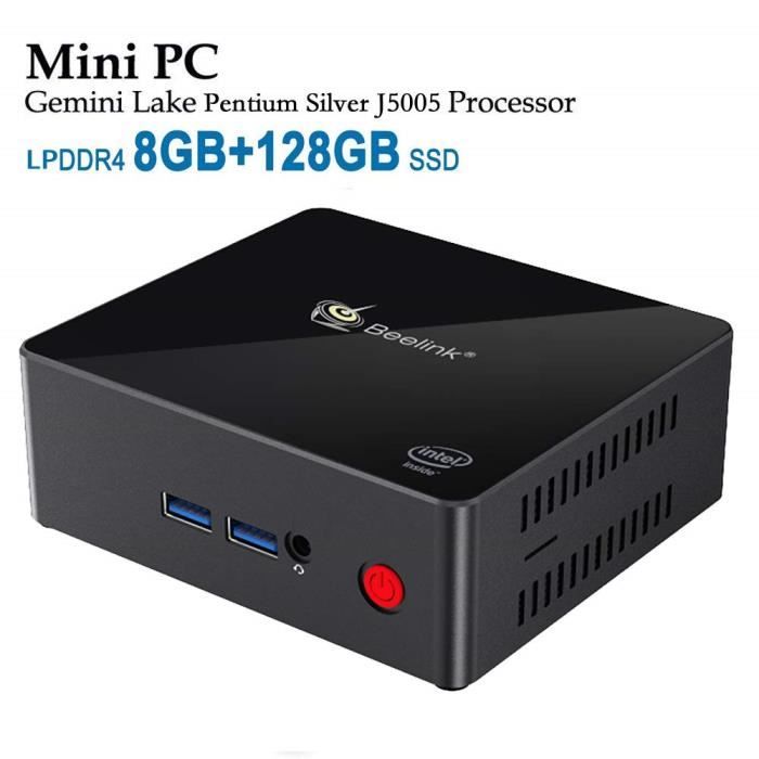 Top achat Ordinateur de bureau Beelink X55 Mini PC avec Processeur Intel Gemini Lake Pentium Silver J5005, LPDDR4 8Go-128Go SSD, WiFi 2.4 + 5.8GHz, Intel HD Graphi pas cher