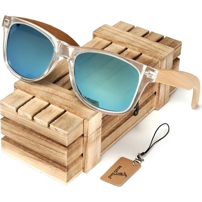BOBOBIRD Polarisées de miroir de soleil hommesCadre en boisVert transparent Achat