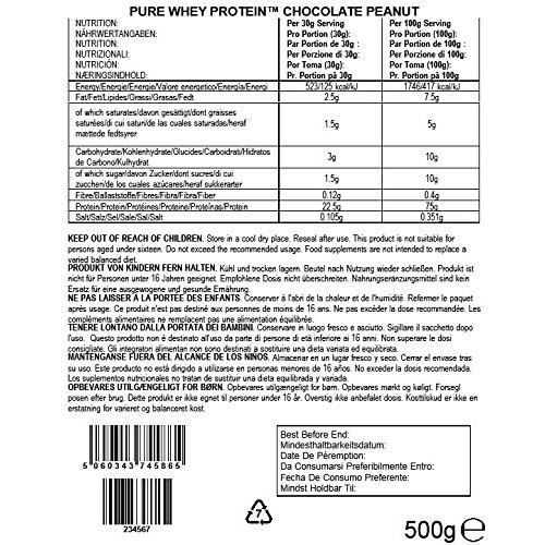 BULK POWDERS Pure Whey Protéine, Chocolat Cacahuètes, 500 g - BPB-WPC8-CPEA-0500