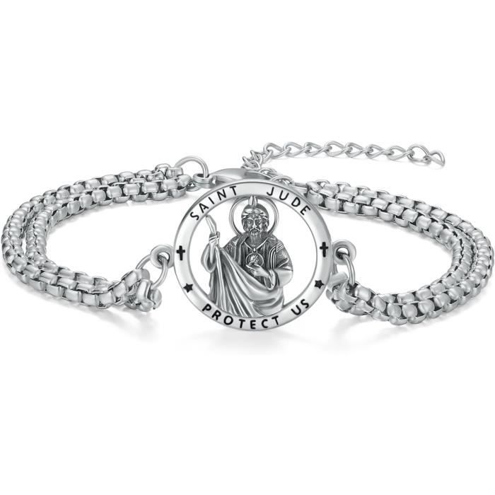 ONEFINITY Collana San Giuda Taddeo In Argento 925 - Ciondolo Protettivo Religioso Con Onice Nero - Gioiello Amuleto Per Uomo E Donna - 2