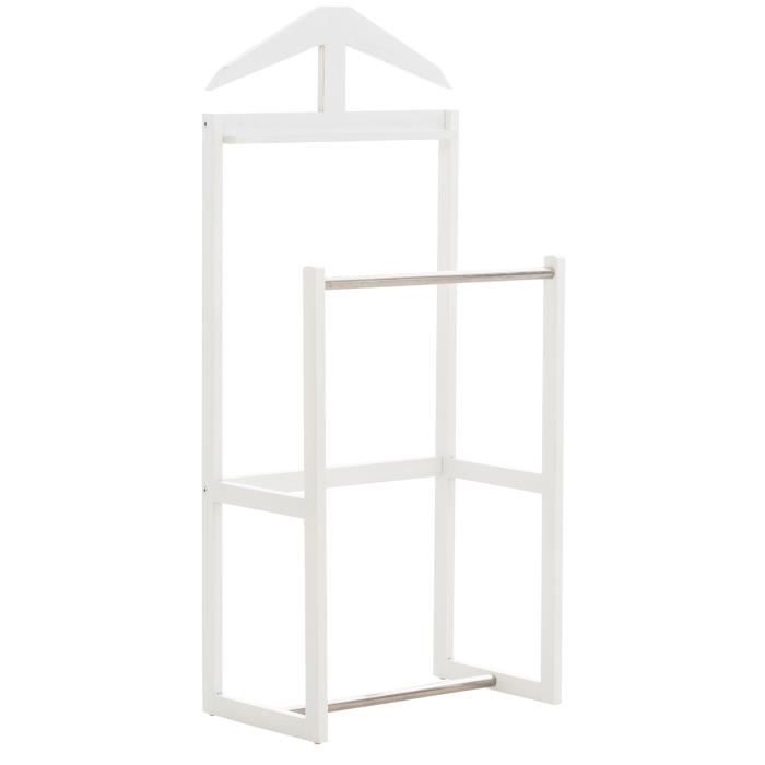 Porte-serviettes En Bambou Relaxdays - Valet De Chambre, Chaise De Dressing Pour Salle De Bain - Blanc, 133x40x42cm