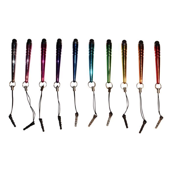 Lot De 3 Stylets Tactiles Avec Attache Anti-perte - Pointe Fine Précise Pour écrans De Tablette Et Téléphone - Noir, Design Résistant