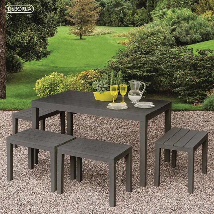 table d'extérieur vasto - dmora - rectangulaire - plastique renforcé - anthracite