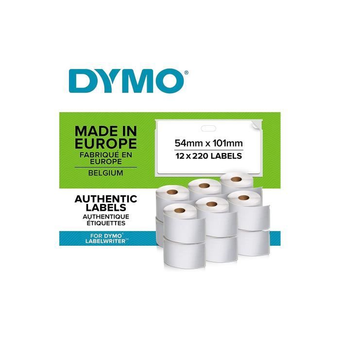 DYMO LabelWriter Pack de 12 rouleaux de 220 étiquettes Expédition Badge 54mm x 101mm