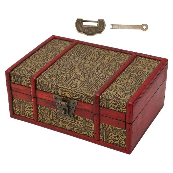 Boîte à Bijoux Vintage Avec Serrure - Bois Synthétique - Dimensions 21,5x8x7 Cm - Décoration Rétro Et Rangement Pratique