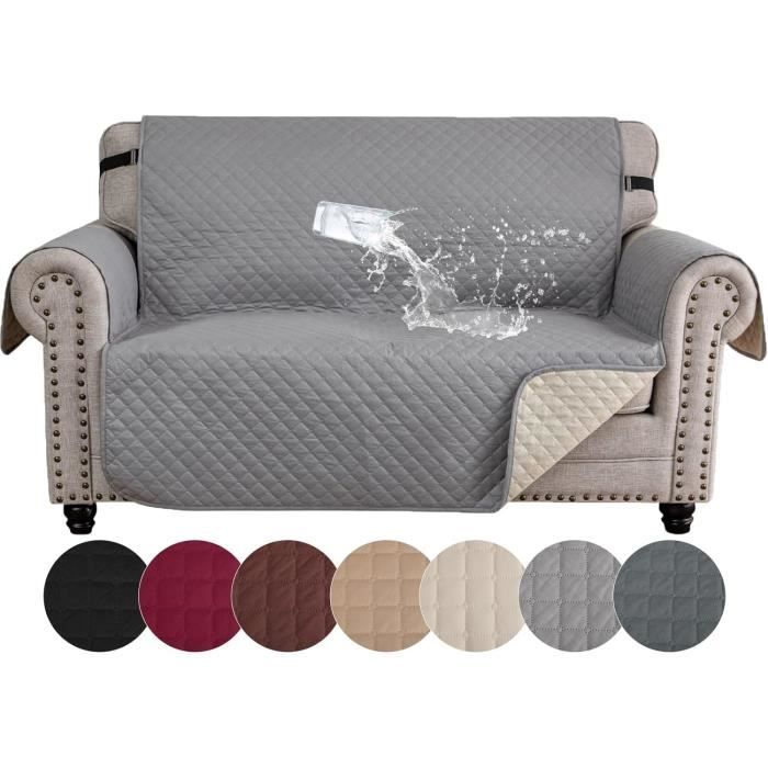 Housse De Canapé 2 Places Extensible Et Antidérapante – Protection Contre Les Poils De Chat, Motifs Jacquard, Facile à Laver – Kaki