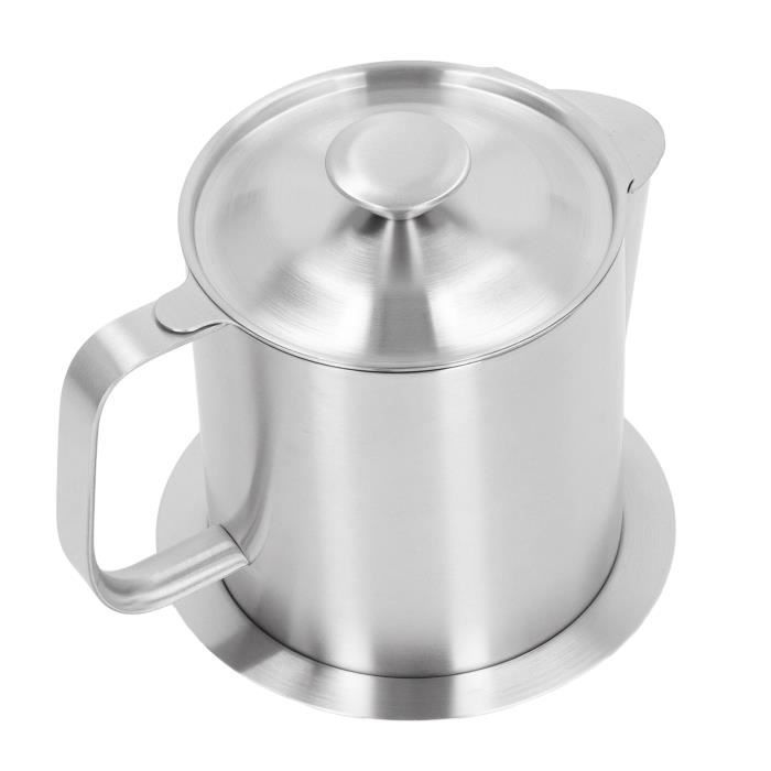 Récipient à Huile De Cuisson 3L En Inox Avec Filtre Et Couvercle - Pour Réutiliser L'huile Proprement