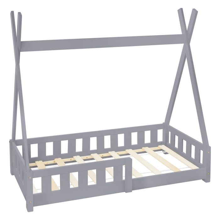 ML-Design Lit dEnfants Tipi Gris Clair avec Protection Contre les Chutes en Bois de Pin Massif 140x70 cm Sommier á Lattes ML-Design Lit dEnfants Tipi Gris Clair avec Protection Contre les Chutes en Bois de Pin Massif 140x70 cm Sommier á Lattes