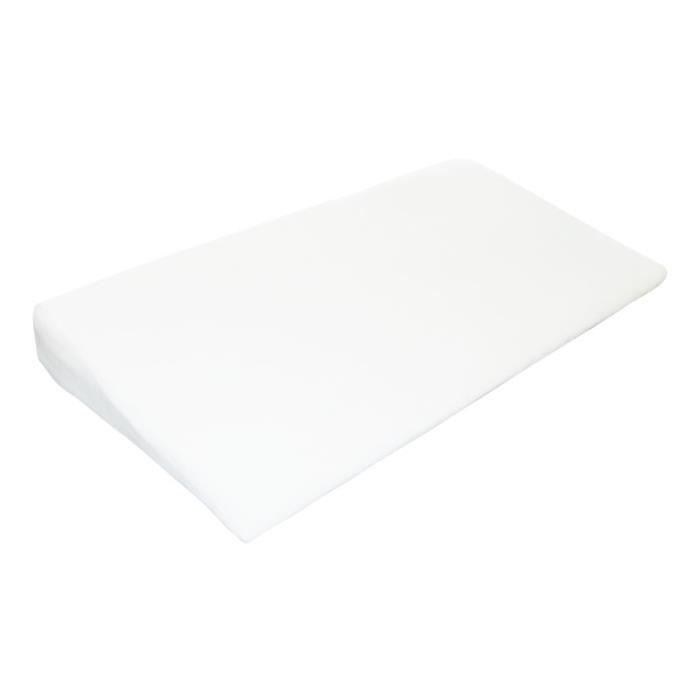 Plan incliné 15° déhoussable avec mousse à mémoire de forme anti-bactérien  - 40 x 30 x 6cm blanc Monsieur Bebe