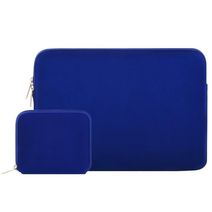 Housse Ordinateur 13-13,3 Pouces - Compatible MacBook Air/Pro - 4 Poches Zippées - Bleu Marin