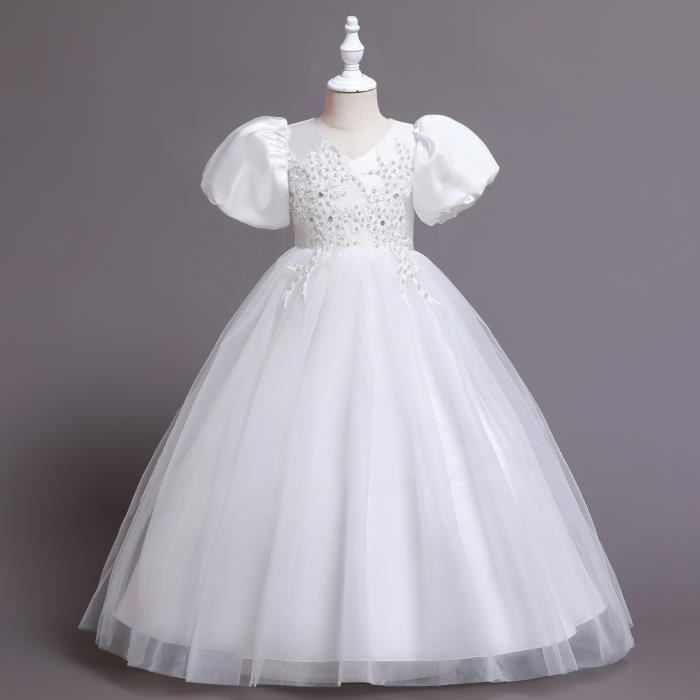 Robe Dentelle Manches Longues Robe Cérémonie Fille MYRISAM Manches Longues Tulle Dentelle | Demoiselle D'Honneur Mariage Communion 3-14 Ans Robe Demoiselle D'honneur Enfant