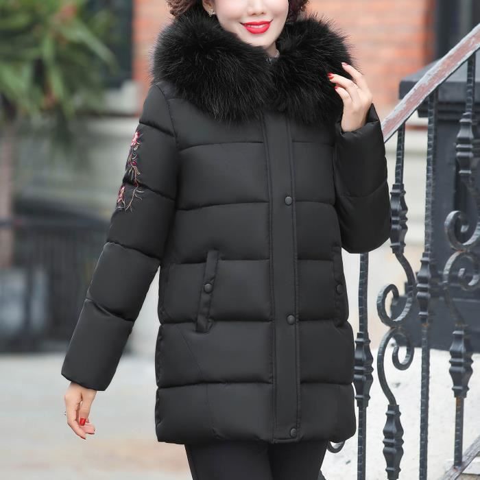 Veste matelassée courte et mince pour femme d'hiver, grande taille, manteau  en coton pour mère Noir Noir - Cdiscount Prêt-à-Porter