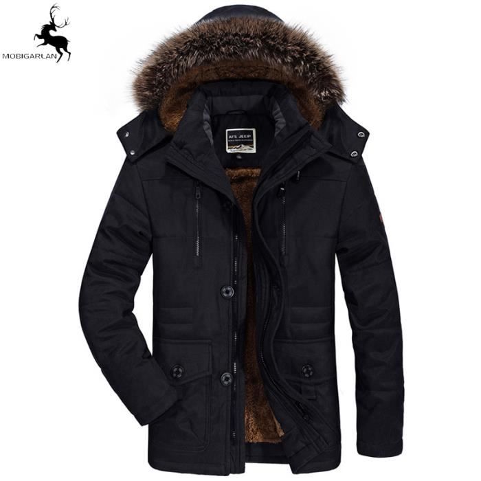 Blouson en Cuir Homme Automne Hiver Chaud Plus Velours Mode Casual Couleur  unie Col montant Veste en Cuir PU Marque Veste Homme