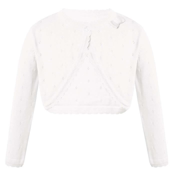 Cardigan Bébé Tricoté Main - Blanc Bordure Bleue, 0-3 Mois, Manches Longues, Neuf