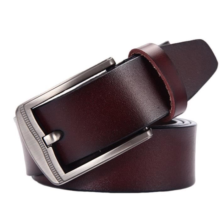 Ceinture Homme, Marque de Luxe, Couleur Unie, Boucle Ardillon, Vintage