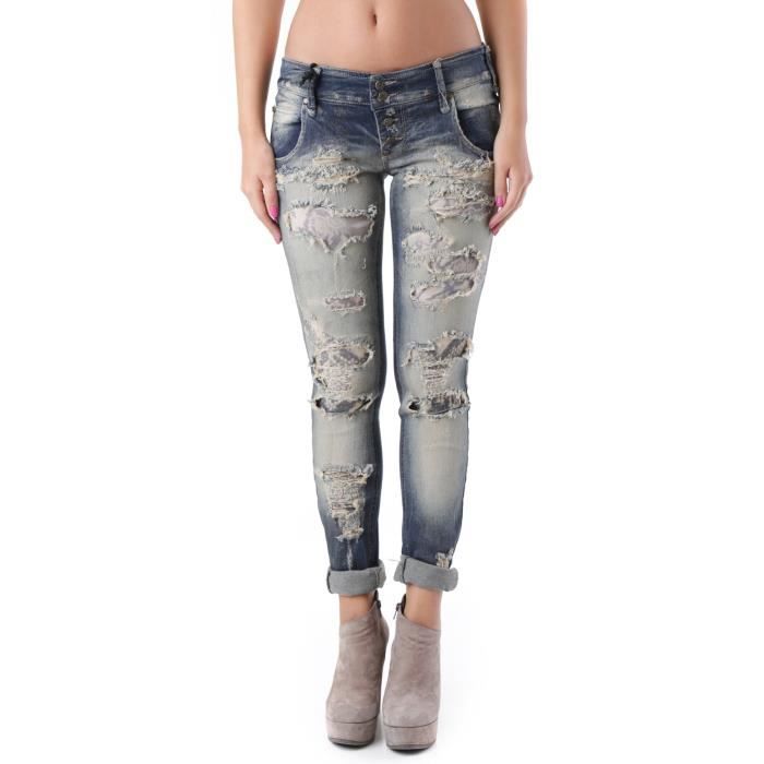 Jeans Femme Lestand Taille 38 Bleu - 95% Coton, Coupe Droite, Occasion Très Bon état