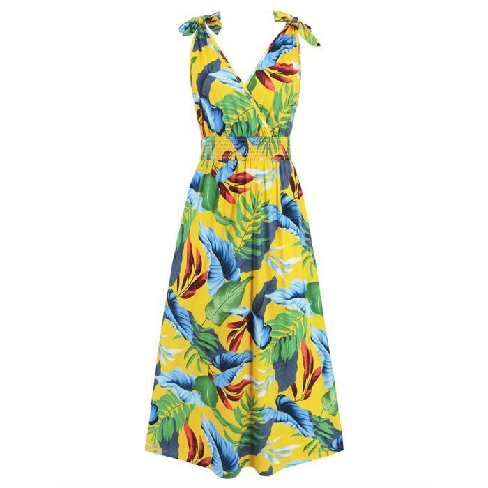 Robe longue viscose manches courtes imprimé bohémian
