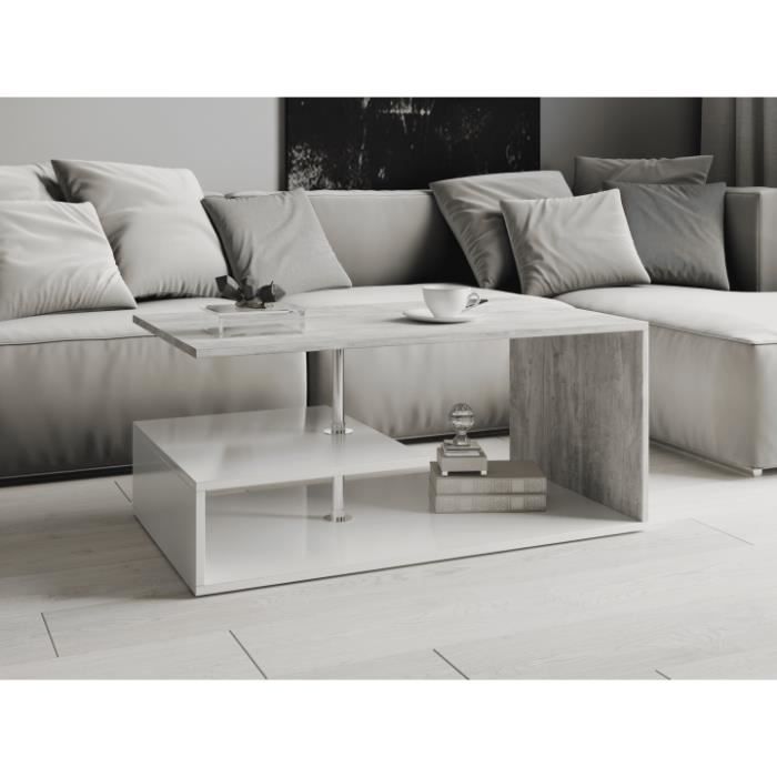 Table basse Blanc et aspect béton  90 cm