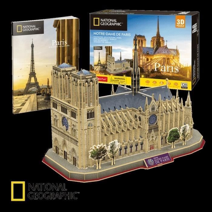 Puzzle 3D - NATIONAL GEOGRAPHIC - Notre Dame - 128 pièces - Thème Fantastique - Pour Enfant