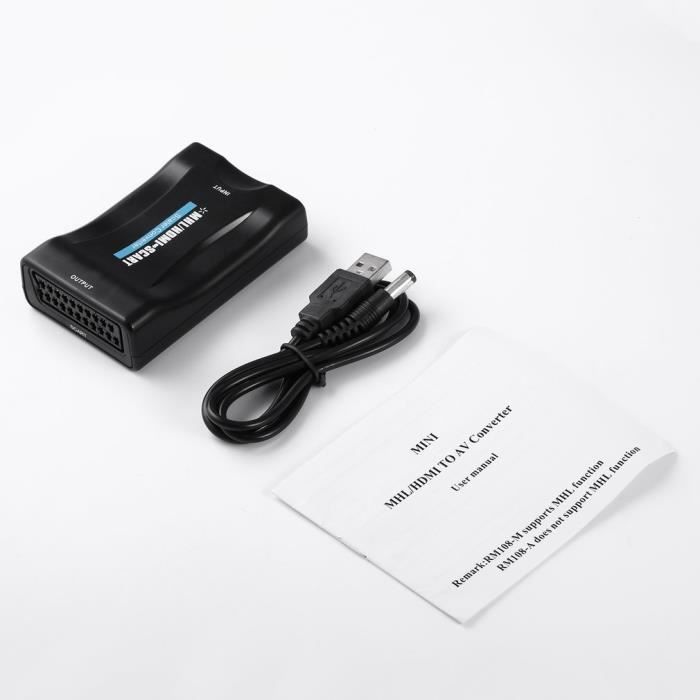 Adaptateur de convertisseur audio vidéo 1080p HDMI vers Péritel pour HD TV DVD Box Nouveau