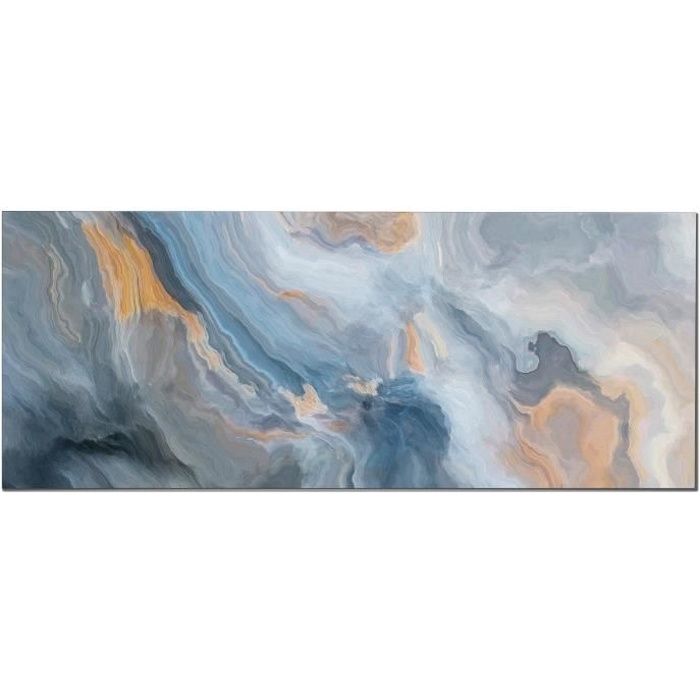 PANORAMA  Cr&eacute;dence Adh&eacute;sive Cuisine Marbre Bleu et Orange 60x100 cm - Cr&eacute;dence Adh&eacute;sive pour Cuisine - Protege Mur Cuisine 