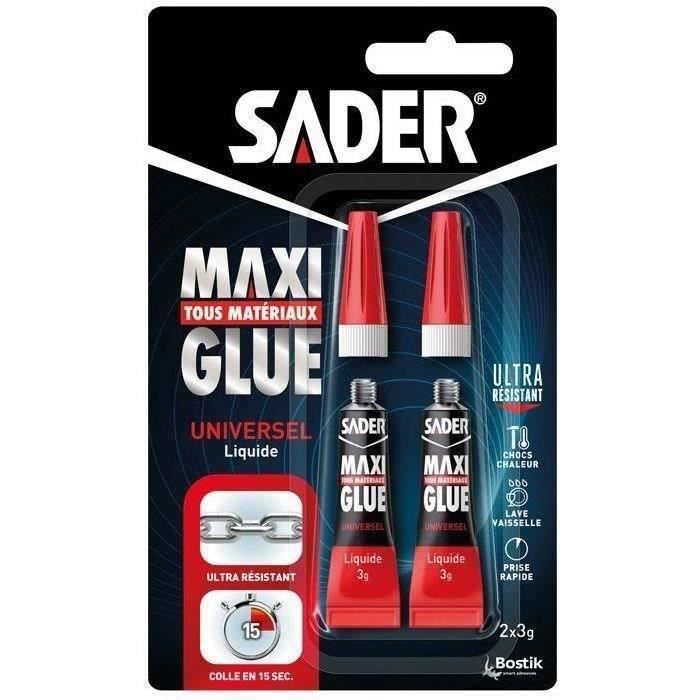 Colle Maxiglue Universel Liquide SADER Transparent Ultra puissante et résistante Prise maxi rapide e