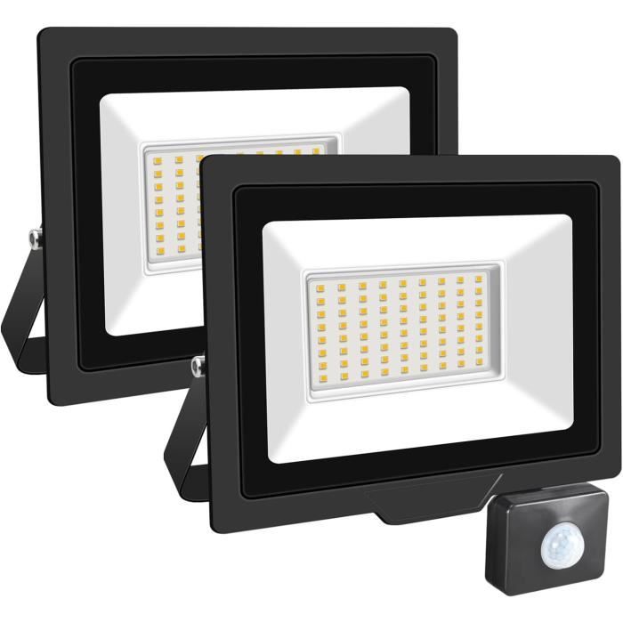Projecteur LED 50W Avec Détecteur De Mouvement - 5000LM 6000K Étanche IP66 Pour Extérieur Jardin Garage