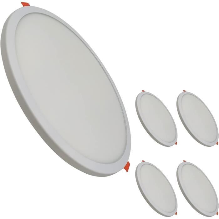 Lot De 10 Panneau Led Encastrable Downlight Rond Plat 225Mm 20W, Couleur Blanc Neutre (4500K