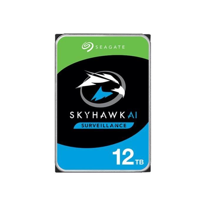 Seagate SkyHawk AI ST12000VE001 Disque dur 12 To interne 3.5 SATA 6Gb/ mémoire tampon : 256 Mo avec de Seagate Rescue Data Recovery