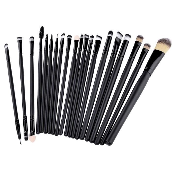 Kit De 20 Pinceaux De Maquillage Professionnels - Double Tête, Noir, Pour Tous Types De Peau