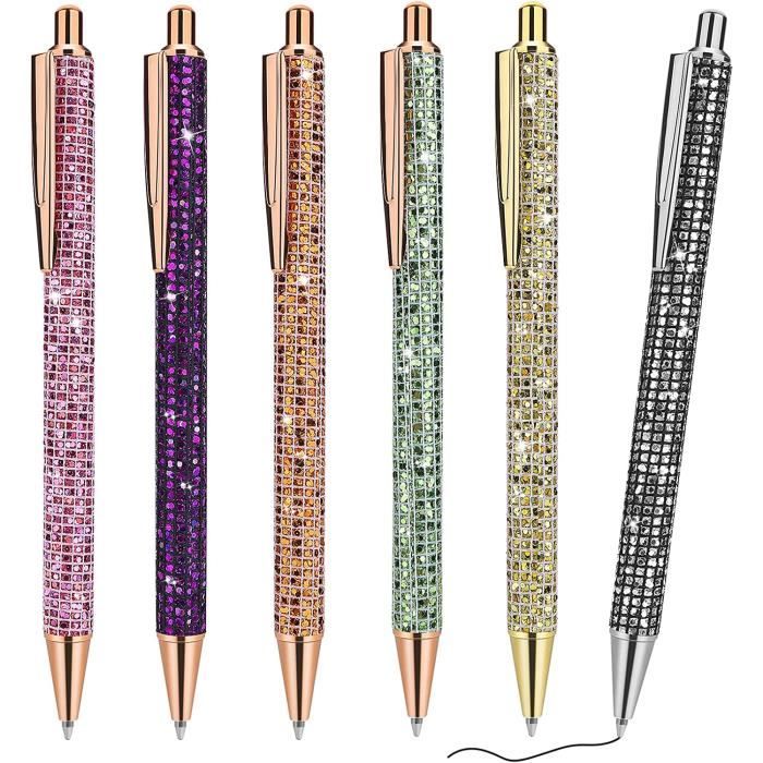 Lot de 8 stylos à bille rétractables 6 en 1 de 0,5 mm 6 couleurs