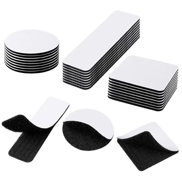 Scotch Double Face Extra Fort Réutilisable - Lot De 10 Bandes Velcro 5x10 Cm - Noir - Pour Fixation Murale Sans Perçage