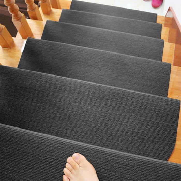 Lot 15 Tapis Marchettes Escalier Antidérapants 65x24cm Gris Foncé - Sécurité Et Confort