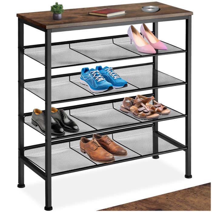 Meuble à chaussures - TECTAKE - Étagère à chaussures BOURNEMOUTH en bois MDF 755 x 305 x 855 cm - Bois foncé