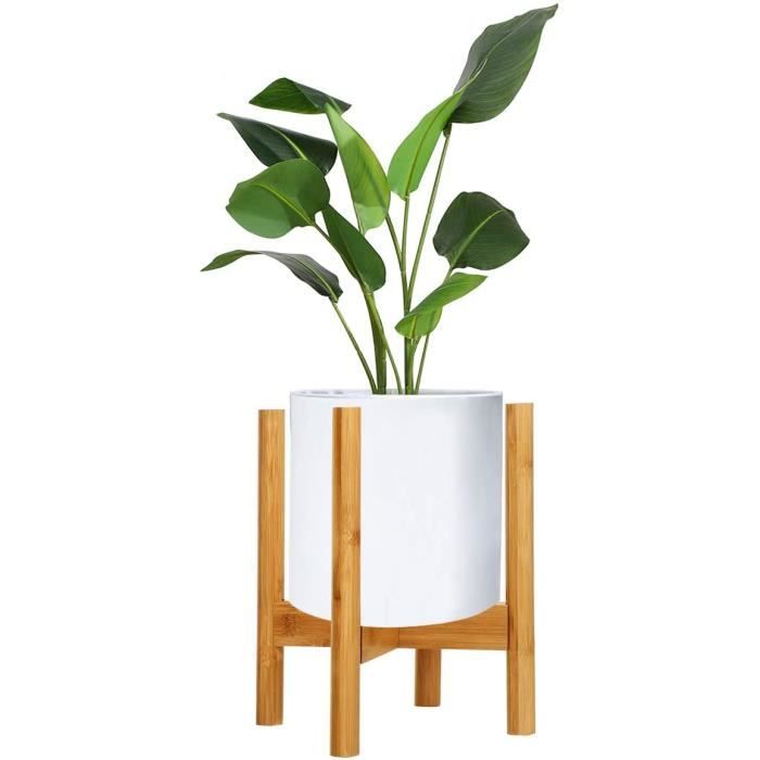 CINY Support de Plante Réglable Pot Et Plante Non Inclus Base De Pot De Plante Et De Fleur pour Intérieur Et Extérieur en Pot De Fleurs Moderne Support en Bambou Simple Et Élégant