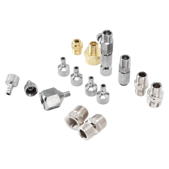 Lot 14 Adaptateurs Aérographe Rapides - Kit Raccords Métalliques Complet Pour Compresseur & Pistolet